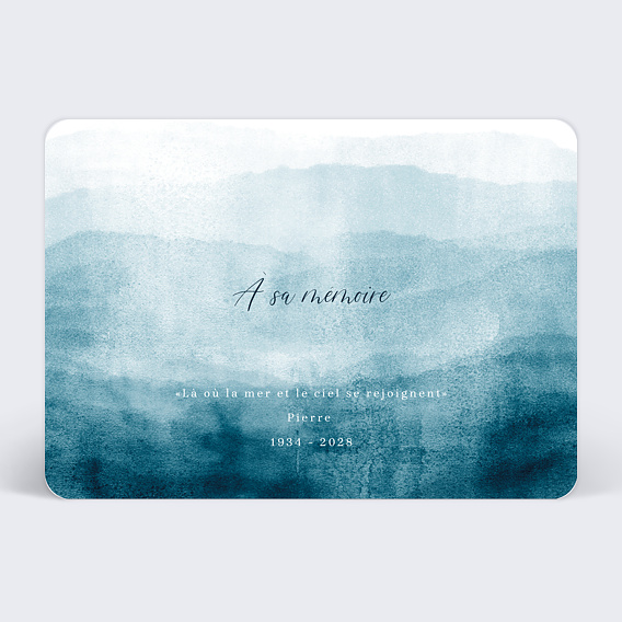 Faire-part décès Mer Aquarelle