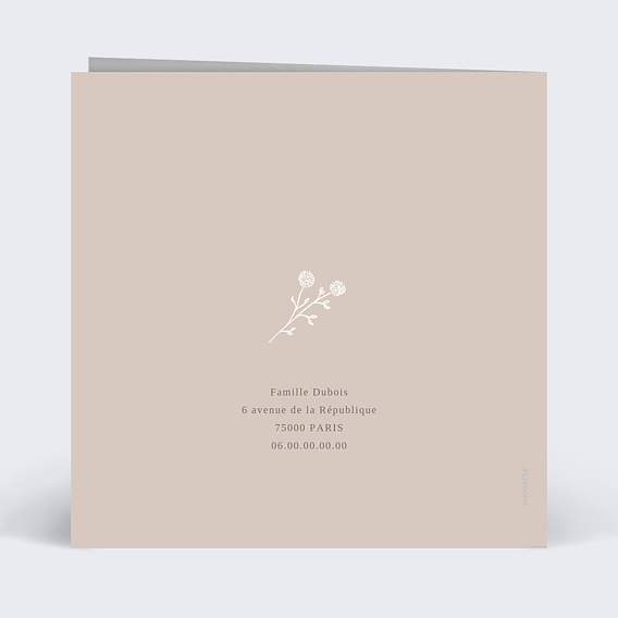 Faire-part décès Petite colombe au ciel Verso