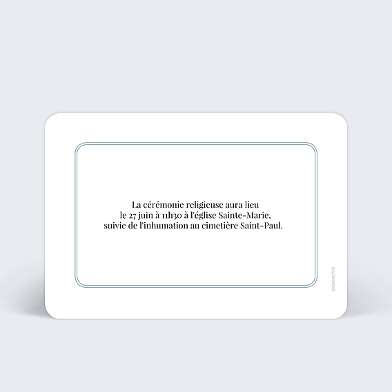 Faire-part décès Douce Colombe Verso