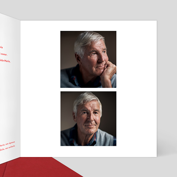 Faire-part décès Découpe Coeur Intérieur Droit