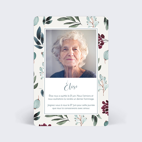 Faire-part décès Hommage Recto