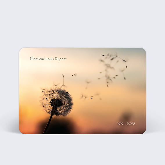 Faire-part décès Pissenlit Recto