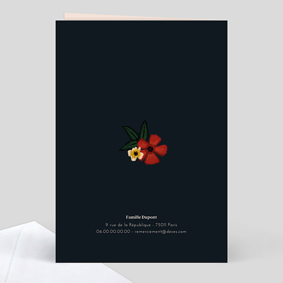 Faire-part décès Anémone Verso