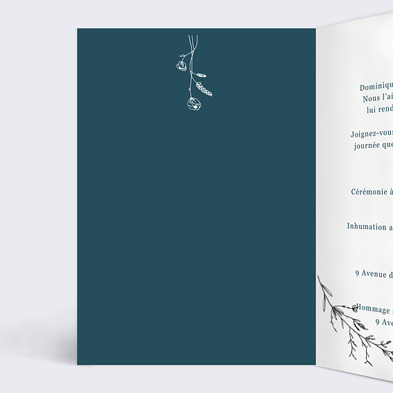 Faire-part décès Idylle Intérieur Gauche