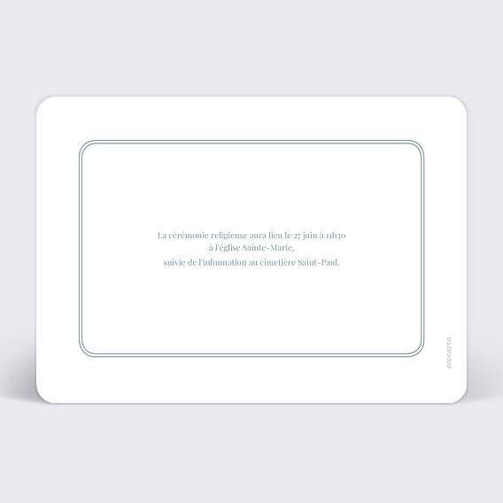 Faire-part décès Douce Colombe Verso