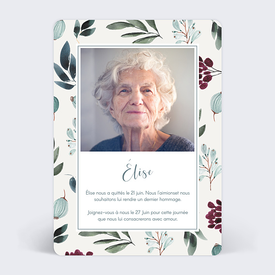 Faire-part décès Hommage Recto