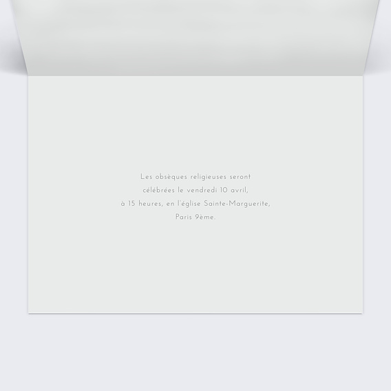 Faire-part décès Colombe Fond Gris Intérieur Droit