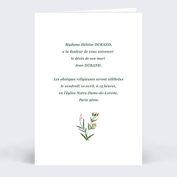 Faire part Décès Bourgeons