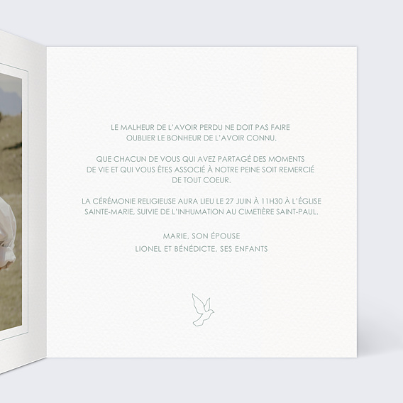 Faire-part décès Arbre de Vie Intérieur Droit