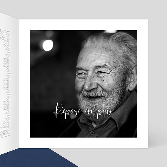 Faire-part décès Découpe Cadre Dentelle Intérieur Droit