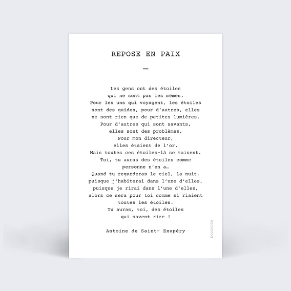 Faire-part décès Polaroid Simple Verso