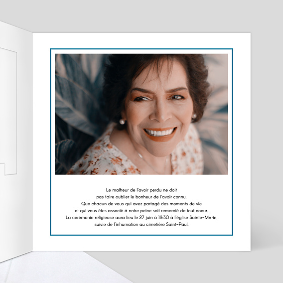 Faire-part décès Découpe Cadre Intérieur Droit