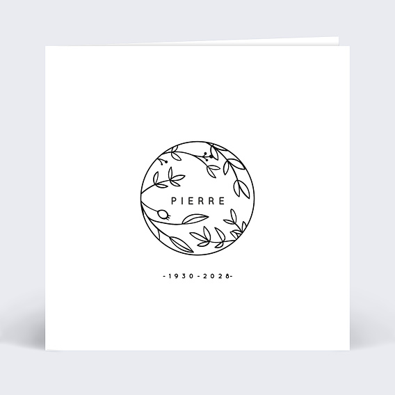 Faire-part décès Tampon Garden Recto