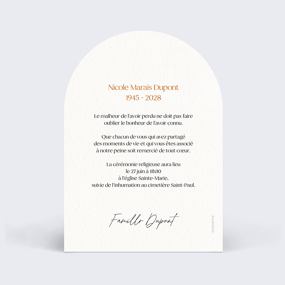 Faire-part décès Blé champêtre Verso