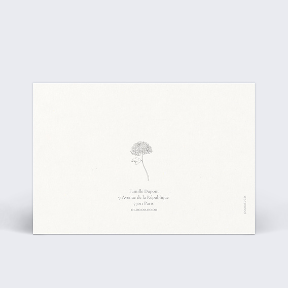 Faire-part décès Chrysantheme Verso