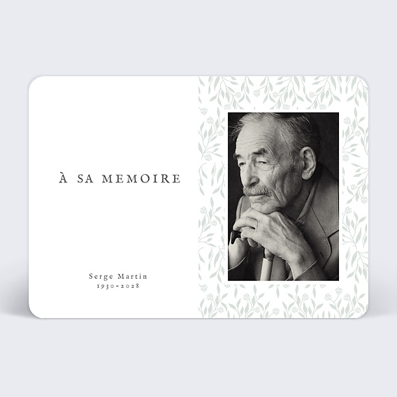 Faire-part décès Photo et Végétaux Recto