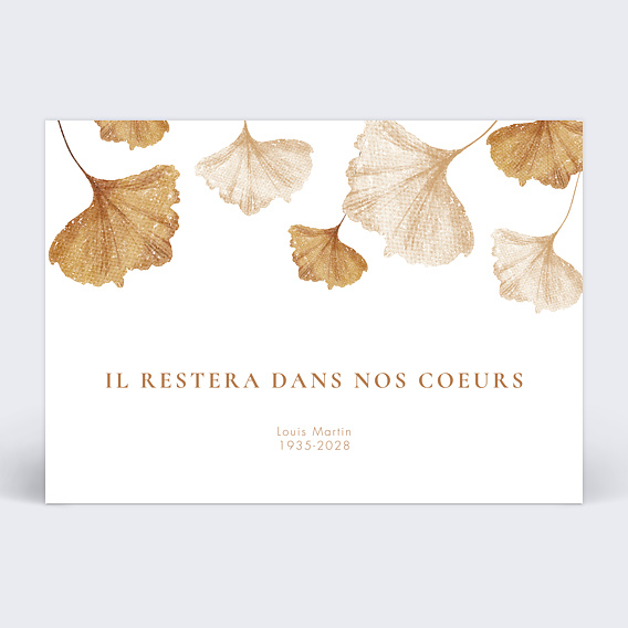 Faire-part décès Fleur Beige Recto