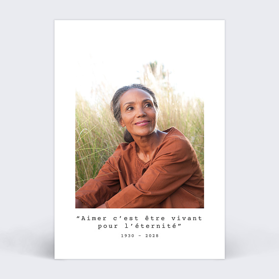 Faire-part décès Polaroid Simple  Recto