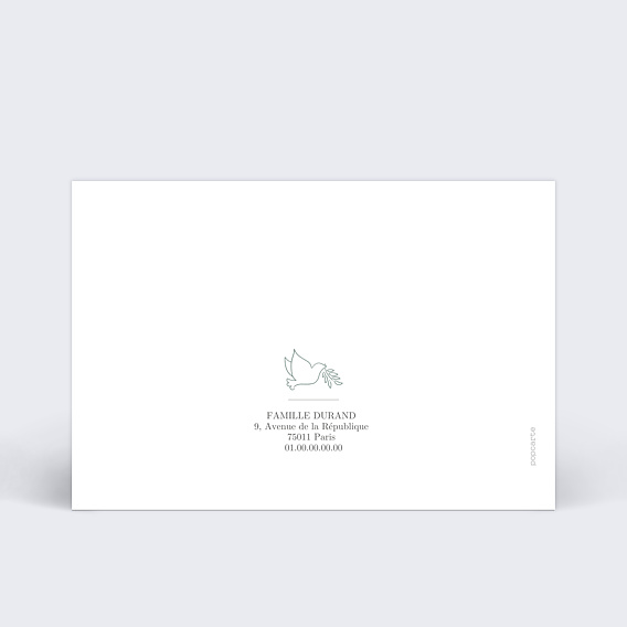 Faire-part décès Photo et Colombe Verso