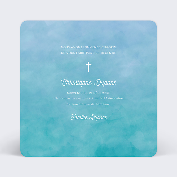 Faire-part décès Peinture Moderne Recto