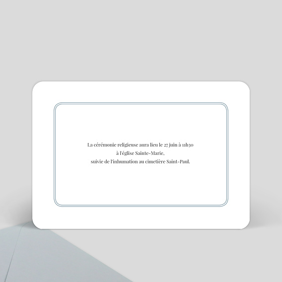 Faire-part décès Douce Colombe Verso