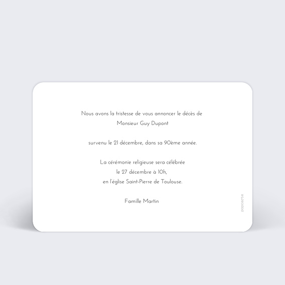 Faire-part décès Pissenlit Soleil Couchant Verso