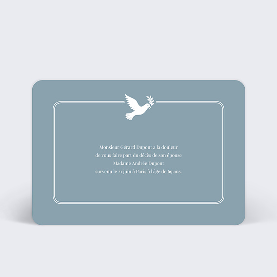 Faire-part décès Douce Colombe