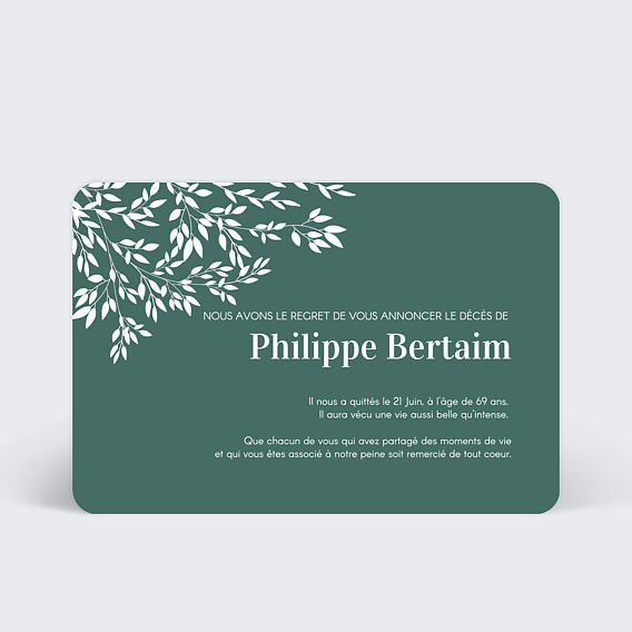 Faire-part décès Paisible 