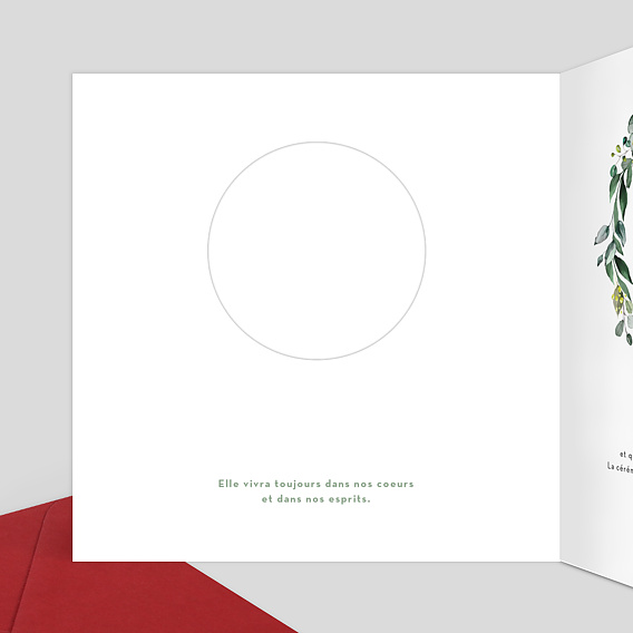 Faire-part décès Découpe Eucalyptus Intérieur Gauche