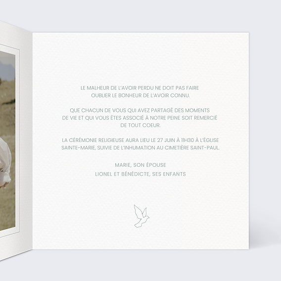 Faire-part décès Arbre de Vie Intérieur Droit