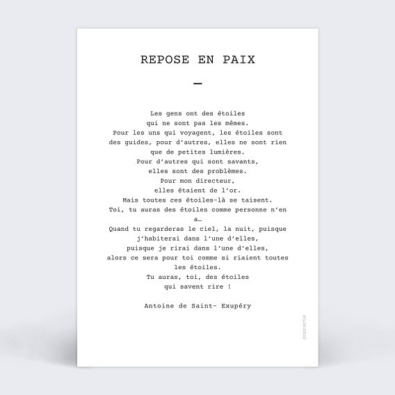 Faire-part décès Polaroid Simple  Verso