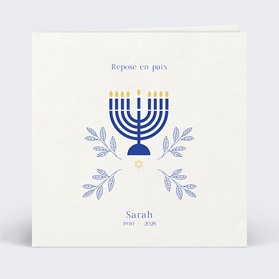 Faire part Décès Juif Menorah