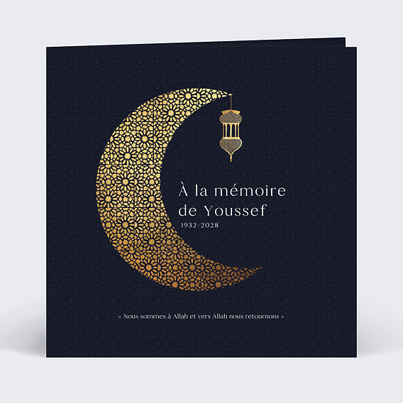 Faire-part décès Croissant Islam Recto
