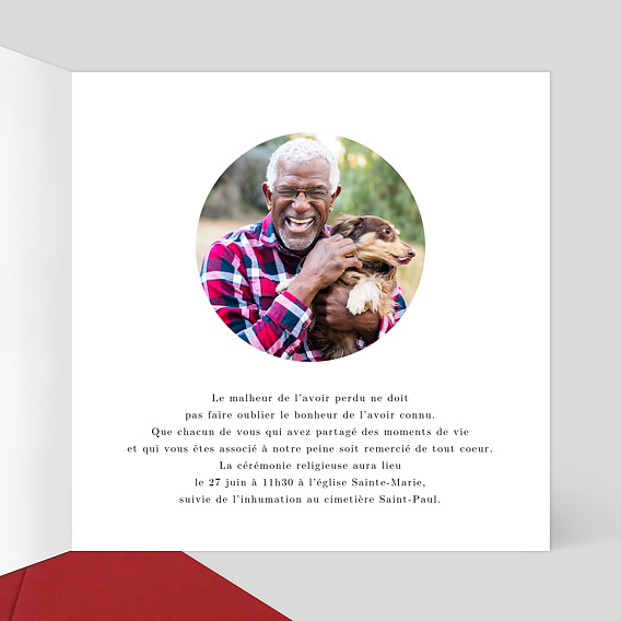 Faire-part décès Découpe Couronnée Intérieur Droit