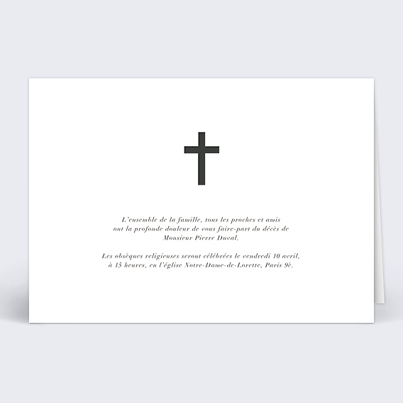 Faire part Décès Croix Chrétienne