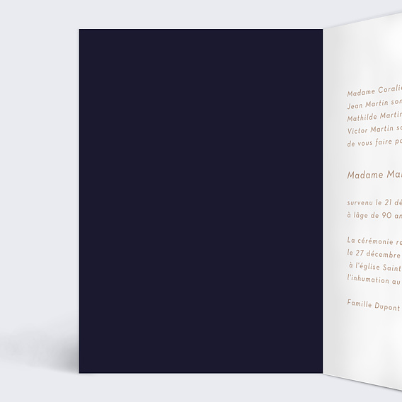 Faire-part décès Fleurs Ocre Intérieur Gauche