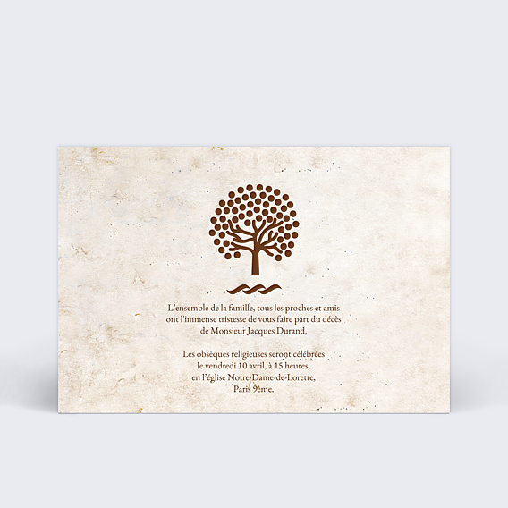 Faire part Décès Arbre marron