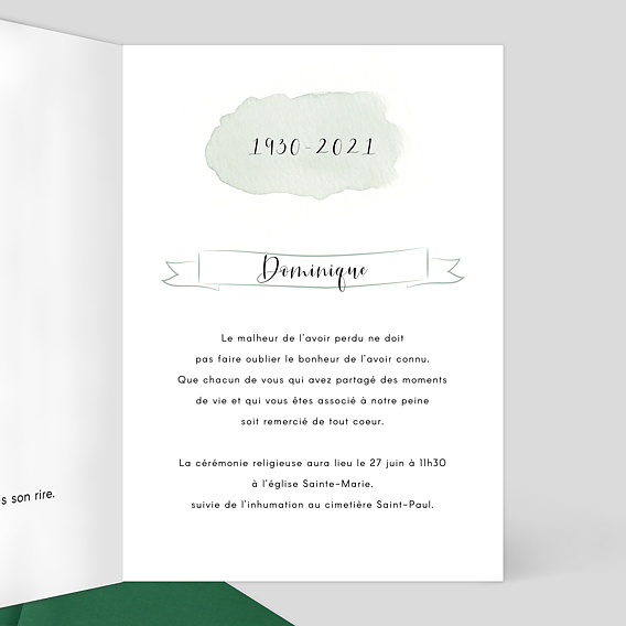 Faire-part décès Tempo Intérieur Droit