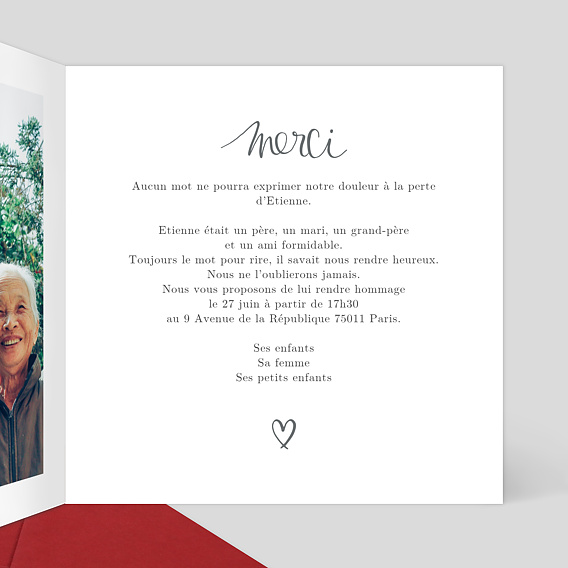 Faire-part décès Dorure Jolie Typo Intérieur Droit