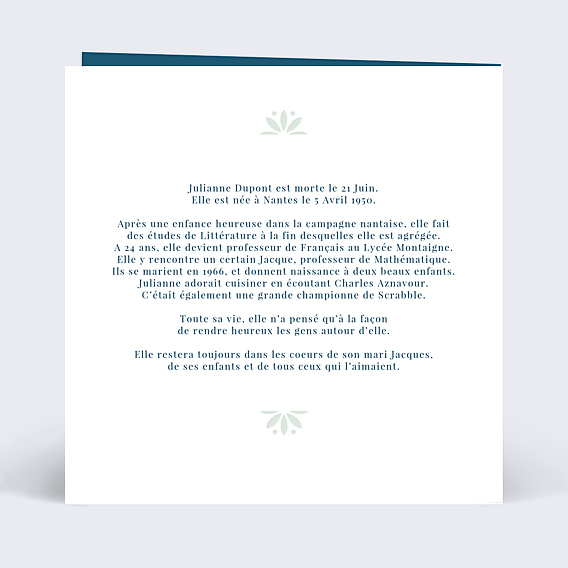 Faire part Décès Découpe Dentelle