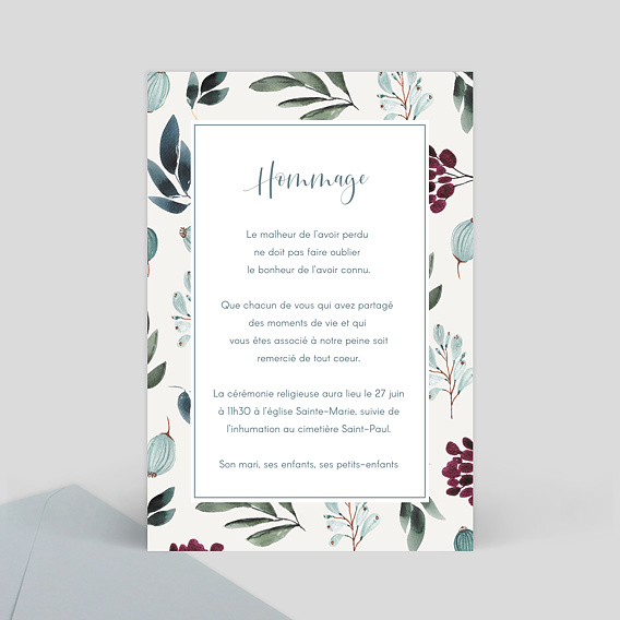 Faire-part décès Mémoire Verso