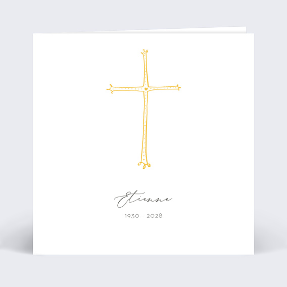 Faire-part décès Croix Or Recto