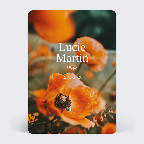 Faire-part décès Poppies Recto