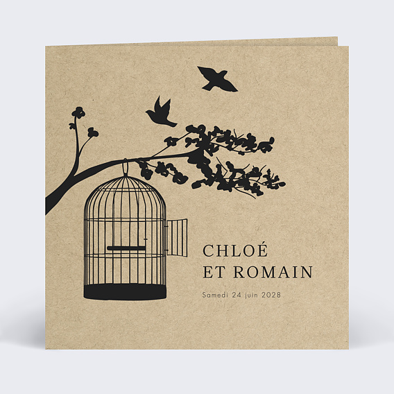 Faire part mariage Amour en Cage