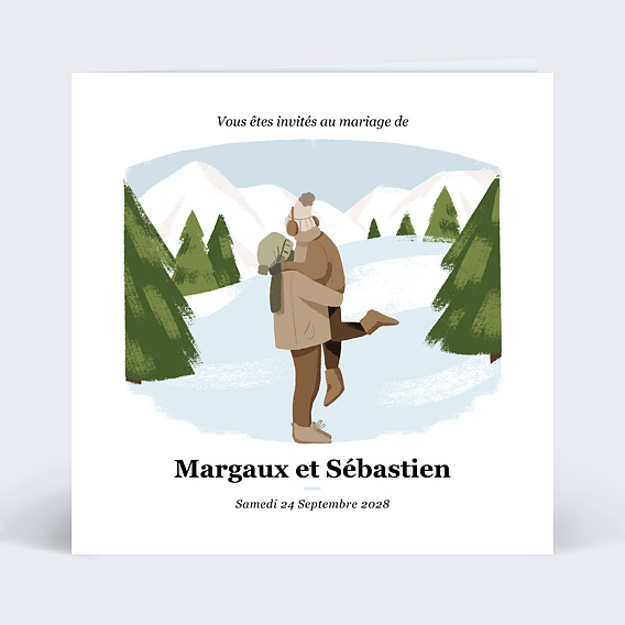 Faire part mariage Amour Enneigé