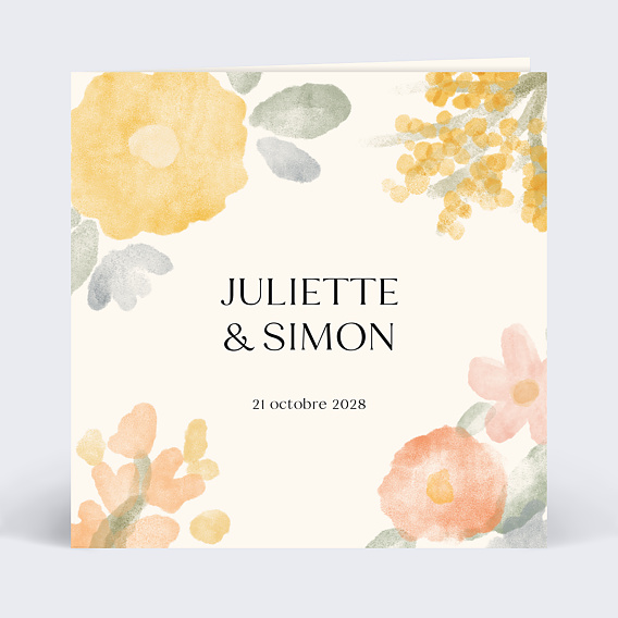 Faire part mariage Aquarelle printanière