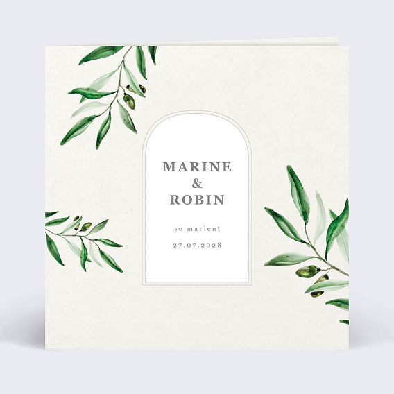 Faire part mariage Arche et Oliviers