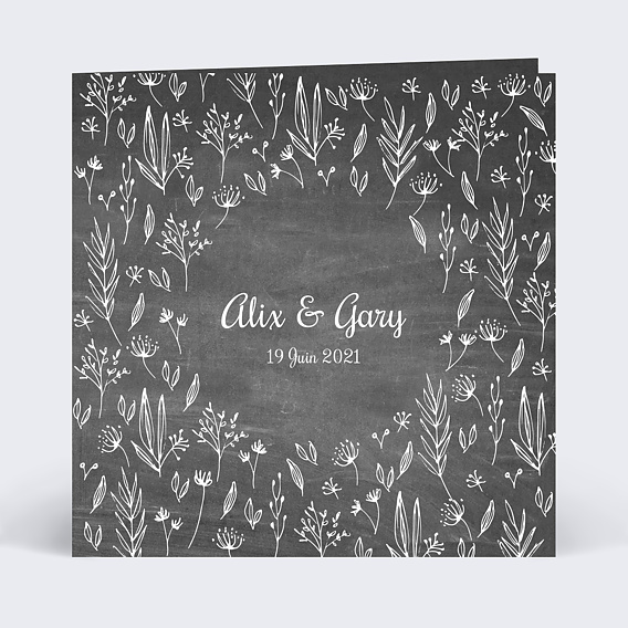 Faire-part Mariage Ardoise Florale