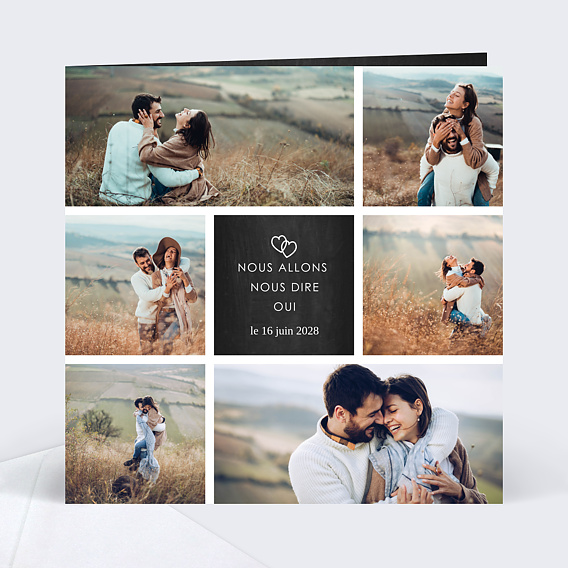 Faire part Mariage Ardoise Multi-photos