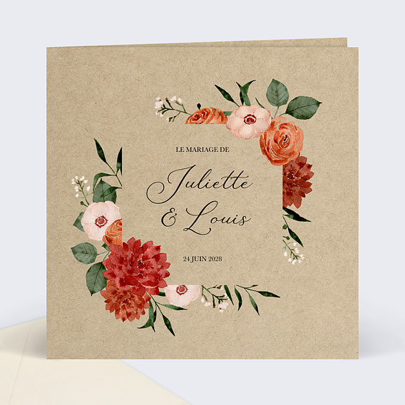 Faire-Part Mariage Champêtre Personnalisables - Popcarte